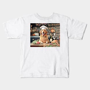 Golden Retriever Dog Chef in the Kitchen Kids T-Shirt